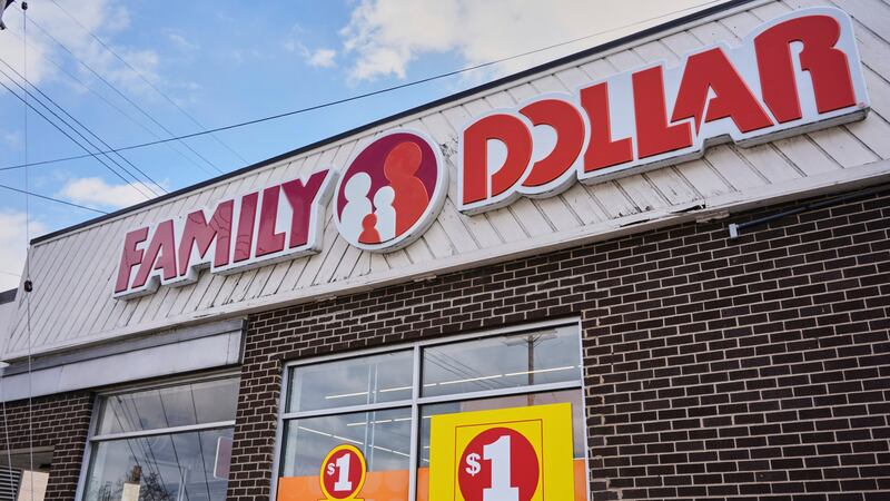 This is a Family Dollar store in Carnegie, Pa., on Wednesday, March 26, 2025. (AP Photo/Gene...