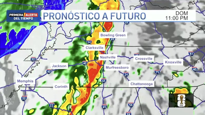 Riesgo de tiempo severo para este domingo por la tarde