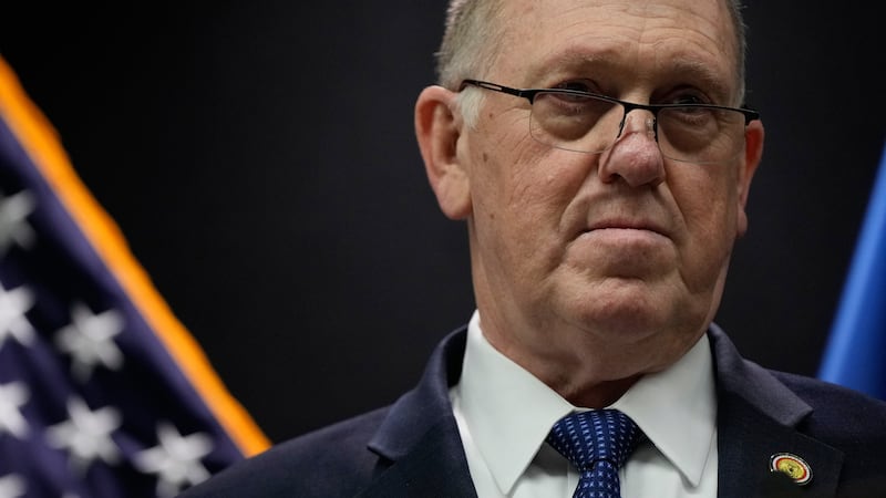 White House border czar Tom Homan holds a news conference at the Bishop Whipple Federal...