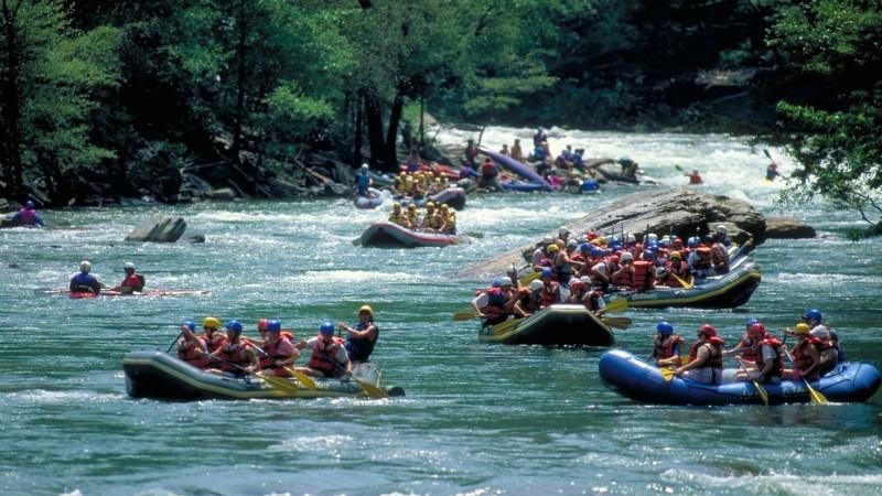 Rafters enjoy the Ocoee River in Tennessee.