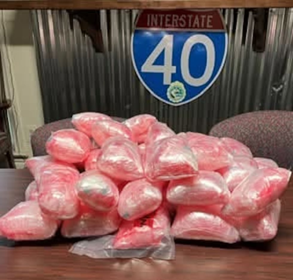 44 pounds of methamphetamine was seized after a routine traffic stop.