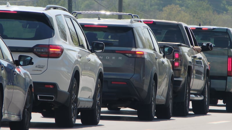 Cars backup for blocks on Liberty Pike near Centennial High School.
