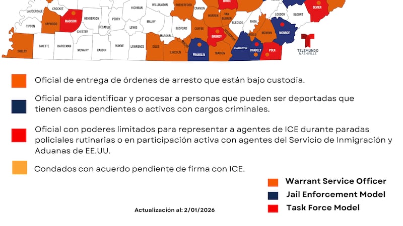 Condado Wilson y Weakley se adhieren al programa 287(g), según el portal de ICE.