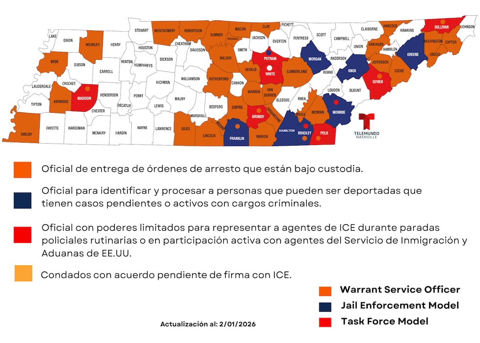 Condado Wilson y Weakley se adhieren al programa 287(g), según el portal de ICE.