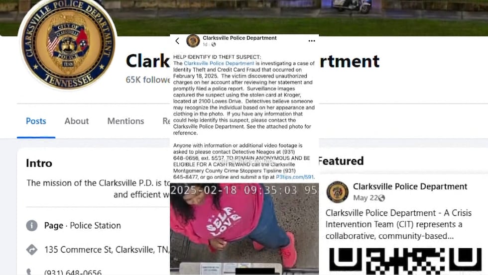 Mujer demanda a la policía de Clarksville por publicación en Facebook por supuesto robo.