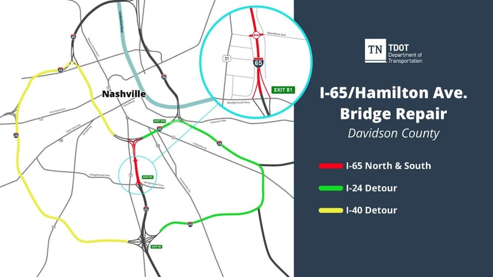 Cierre total de la I-65 en Nashville este fin de semana