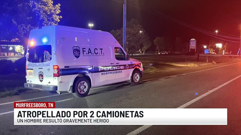 Persona gravemente herida tras ser atorpellada por dos camionetas en Murfreesboro